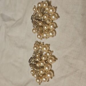 Vintage Clip-on Elegant Pearl Cluster Earrings